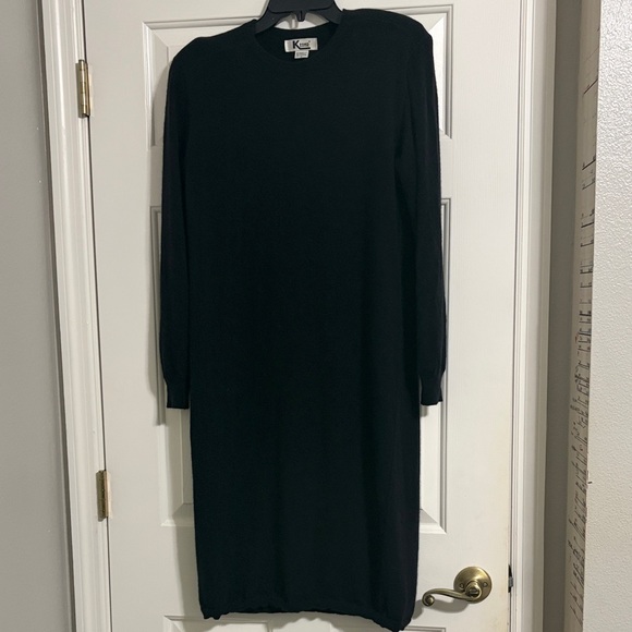 Kenar Dresses & Skirts - Vintage Kenar Black Long Sleeve Crewneck Knit Midi Wool Sweater Dress